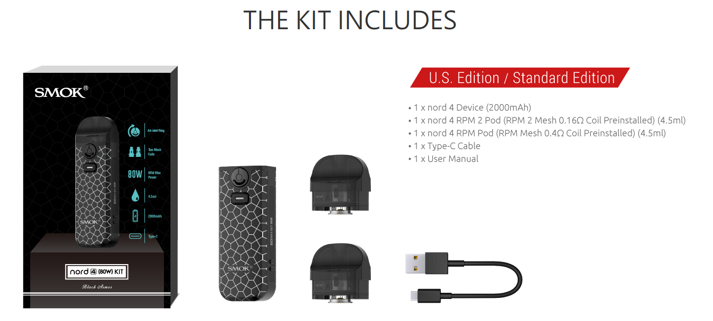 SMOK Nord 4 Package List SMOK Nord 4 Package List