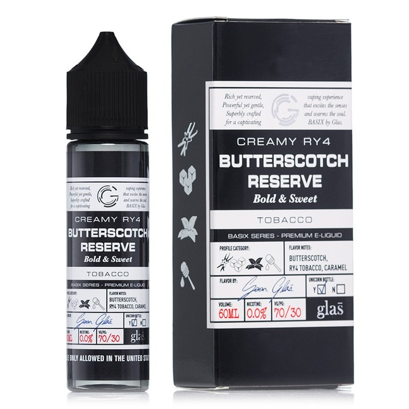Glas Vapor Butterscotch Reserve - Basix Series E-juice 60ml Glas Vapor Butterscotch Reserve – Basix Series E-juice 60ml