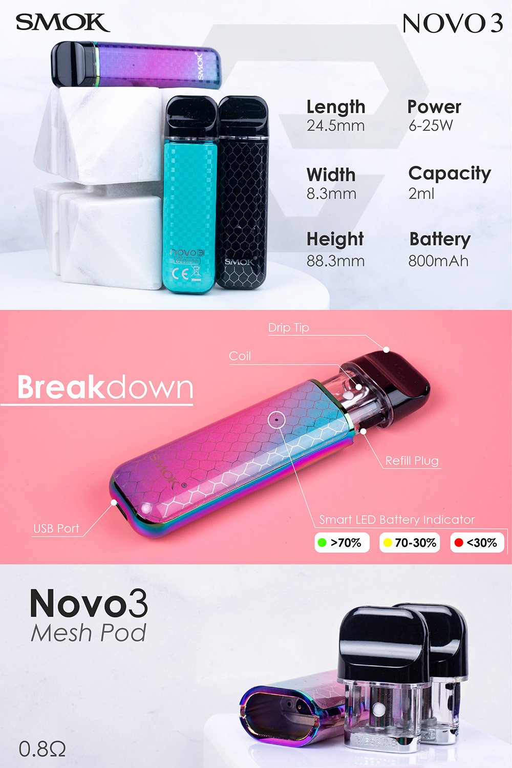 SMOK Novo 3 Pod System Kit INTRODUCTION SMOK Novo 3 Pod System Kit INTRODUCTION