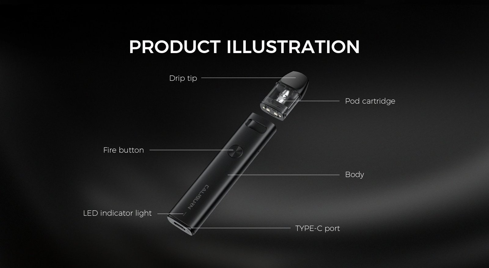 Uwell Caliburn Pod Cartridge illustration Uwell Caliburn Pod Cartridge illustration