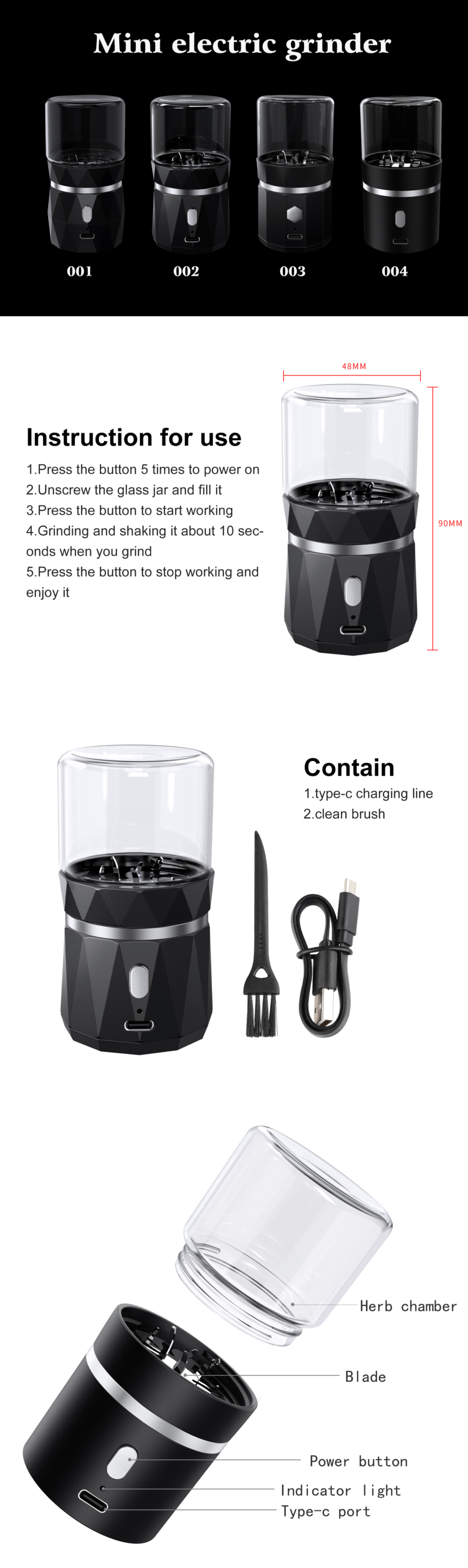 LTQ Vapor Mini Electric Herb Grinder Kit
