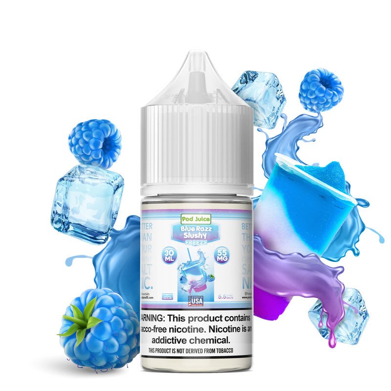 Pod Juice Salt Blue Razz Slushy Freeze E-juice 30ml Pod Juice Salt Blue Razz Slushy Freeze E-juice 30ml