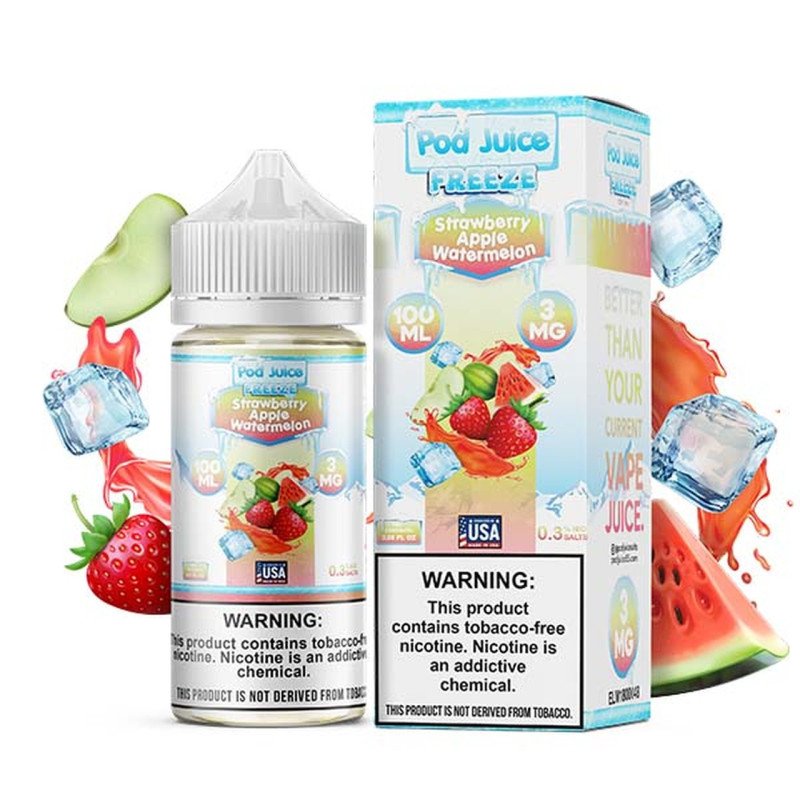 Pod Juice Strawberry Apple Watermelon Freeze E-juice 100ml Pod Juice Strawberry Apple Watermelon Freeze E-juice 100ml
