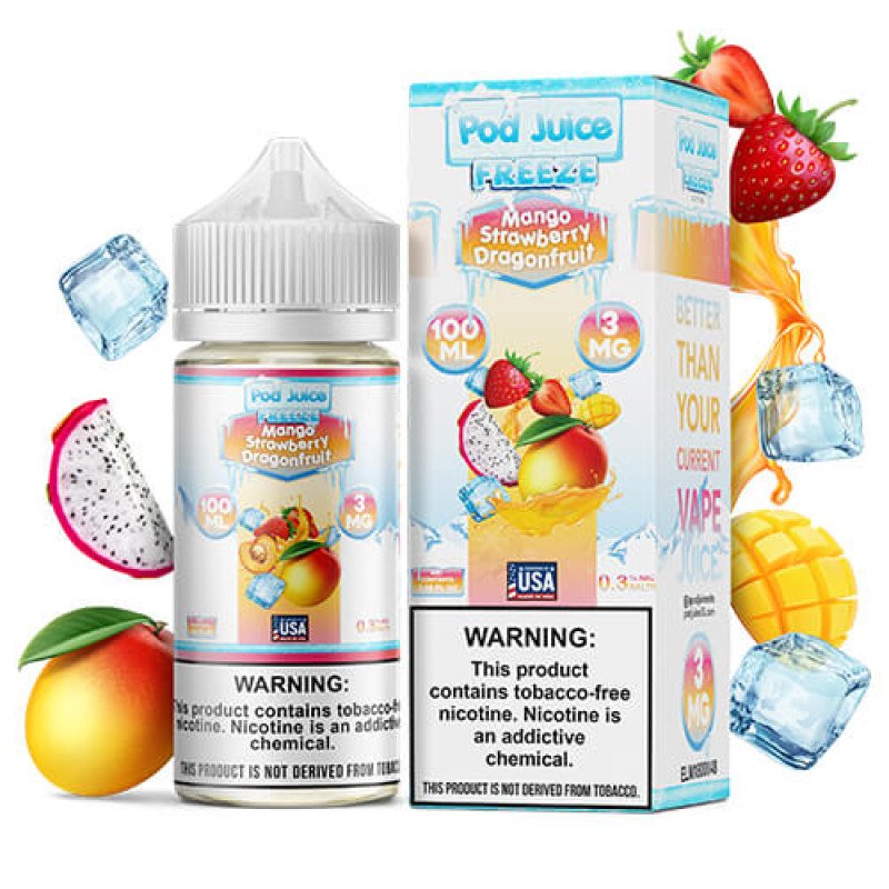 Pod Juice Mango Strawberry Dragonfruit Freeze E-juice 100ml Pod Juice Mango Strawberry Dragonfruit Freeze E-juice 100ml
