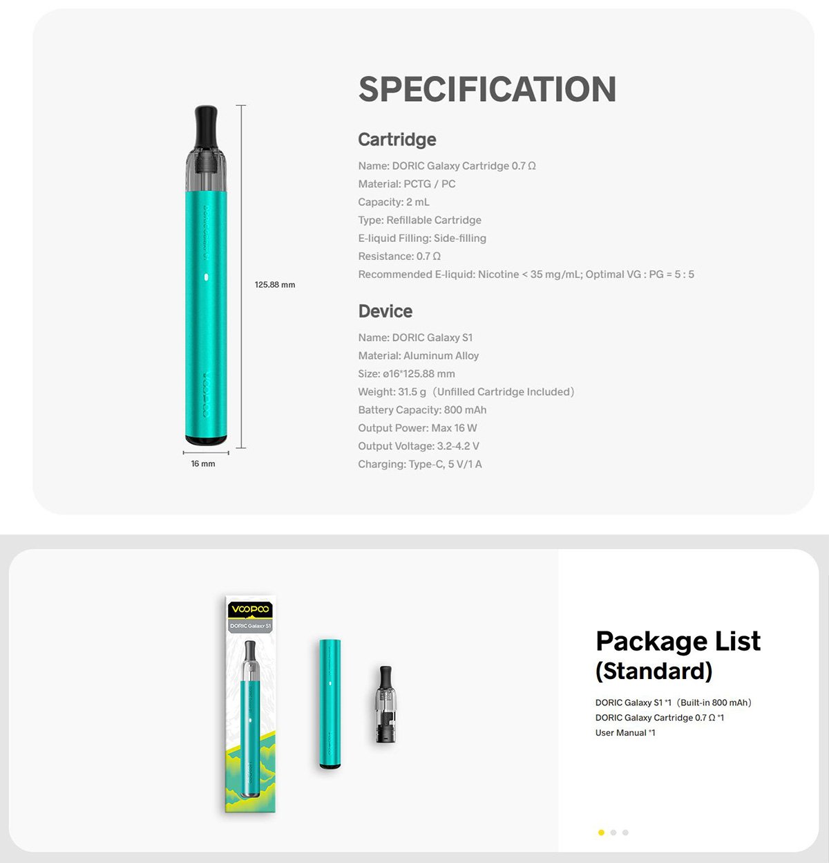 VOOPOO Doric Galaxy S1 hot sale VOOPOO Doric Galaxy S1 hot sale