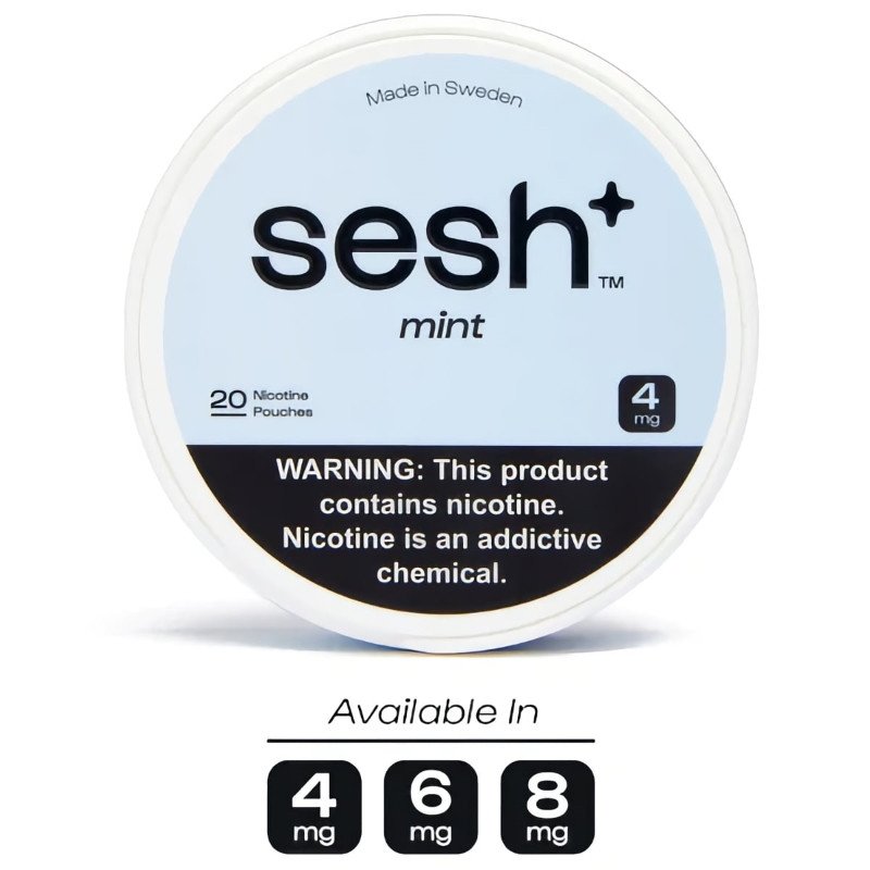 Sesh+ Mint Nicotine Pouches (20 Pouches/Can) Sesh+ Mint Nicotine Pouches (20 Pouches/Can)