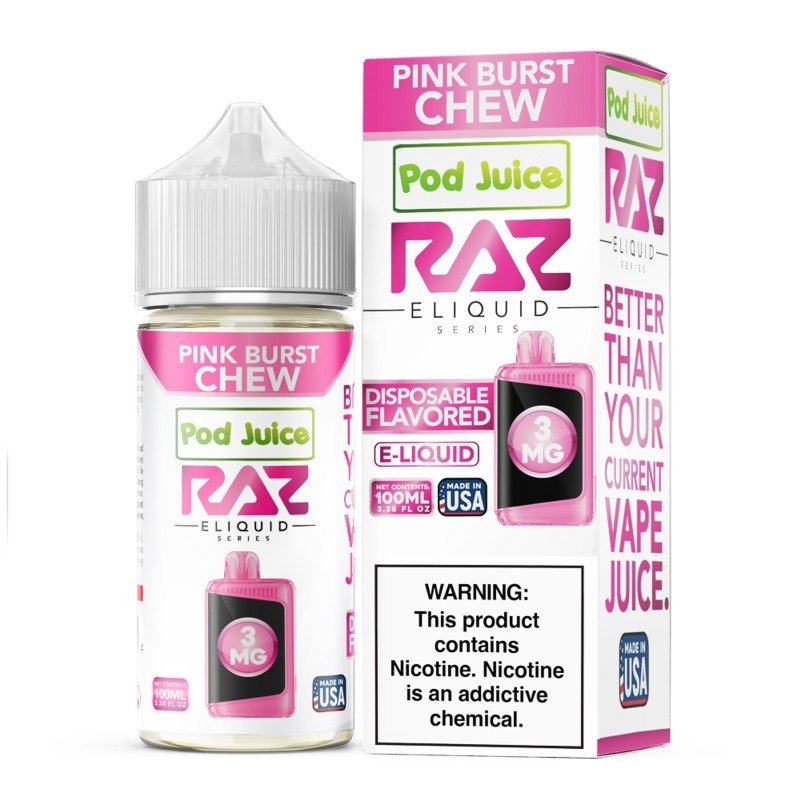Pink Burst Chew Pod Juice RAZ Disposable Collab E-juice for sale Pink Burst Chew Pod Juice RAZ Disposable Collab E-juice for sale