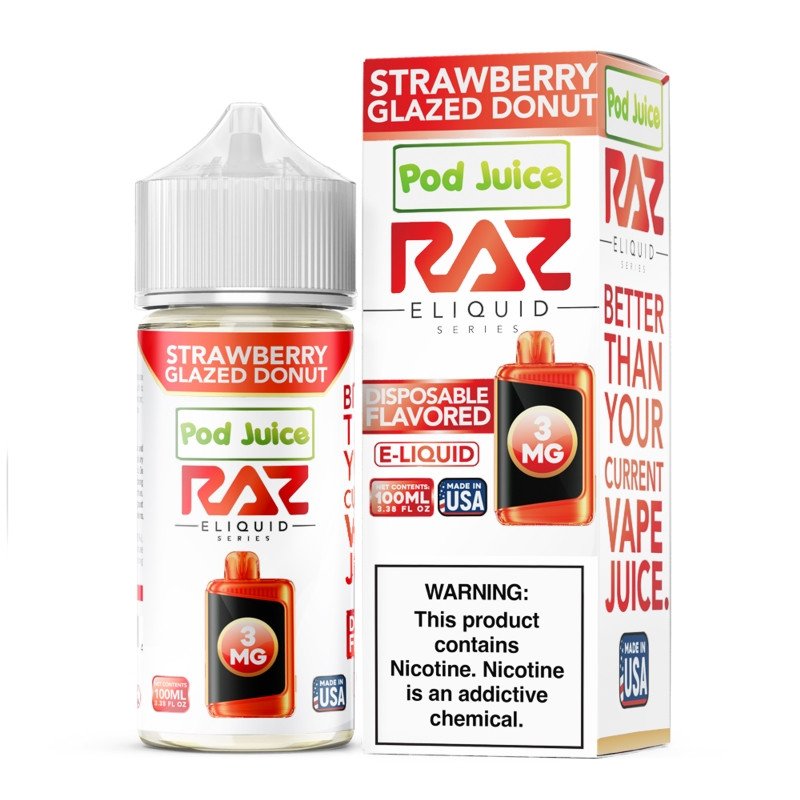 Strawberry Glazed Donut Pod Juice RAZ Disposable Collab E-juice 100ml (Freebase) Strawberry Glazed Donut Pod Juice RAZ Disposable Collab E-juice 100ml (Freebase)