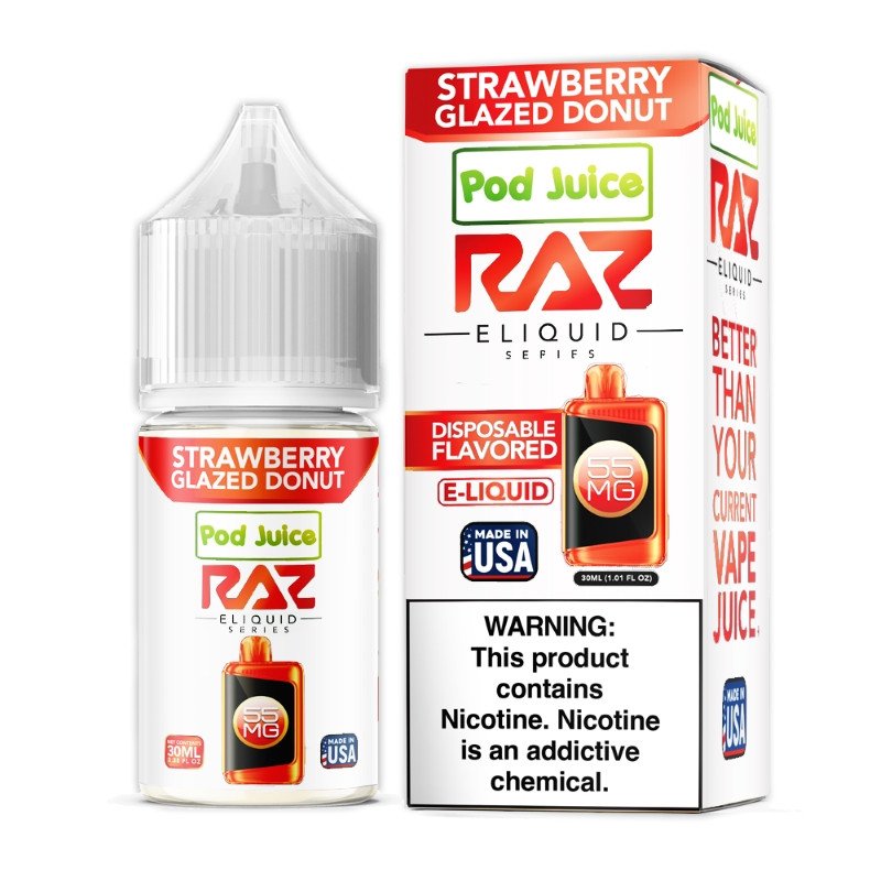 Strawberry Glazed Donut Pod Juice RAZ Disposable Collab Nic Salt E-juice 30ml Strawberry Glazed Donut Pod Juice RAZ Disposable Collab Nic Salt E-juice 30ml