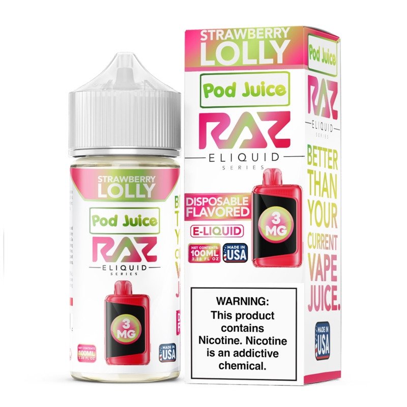 Strawberry Lolly Pod Juice RAZ Disposable Collab E-juice 100ml (Freebase) Strawberry Lolly Pod Juice RAZ Disposable Collab E-juice 100ml (Freebase)