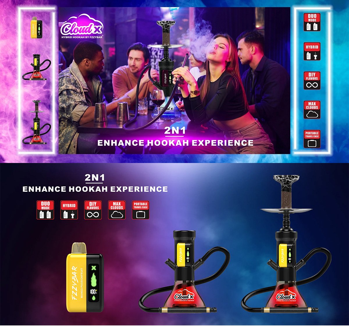 cloud x hybrid single hose hookah for sale