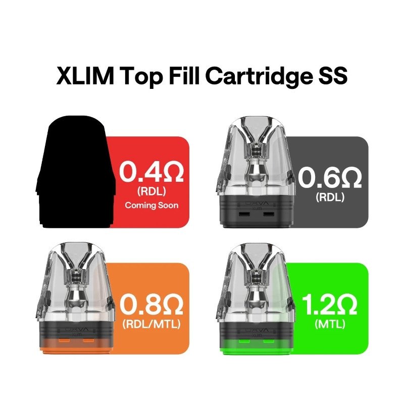 OXVA Xlim Top Fill SS Replacement Pod Cartridge (3pcs/pack) OXVA Xlim Top Fill SS Replacement Pod Cartridge (3pcs/pack)
