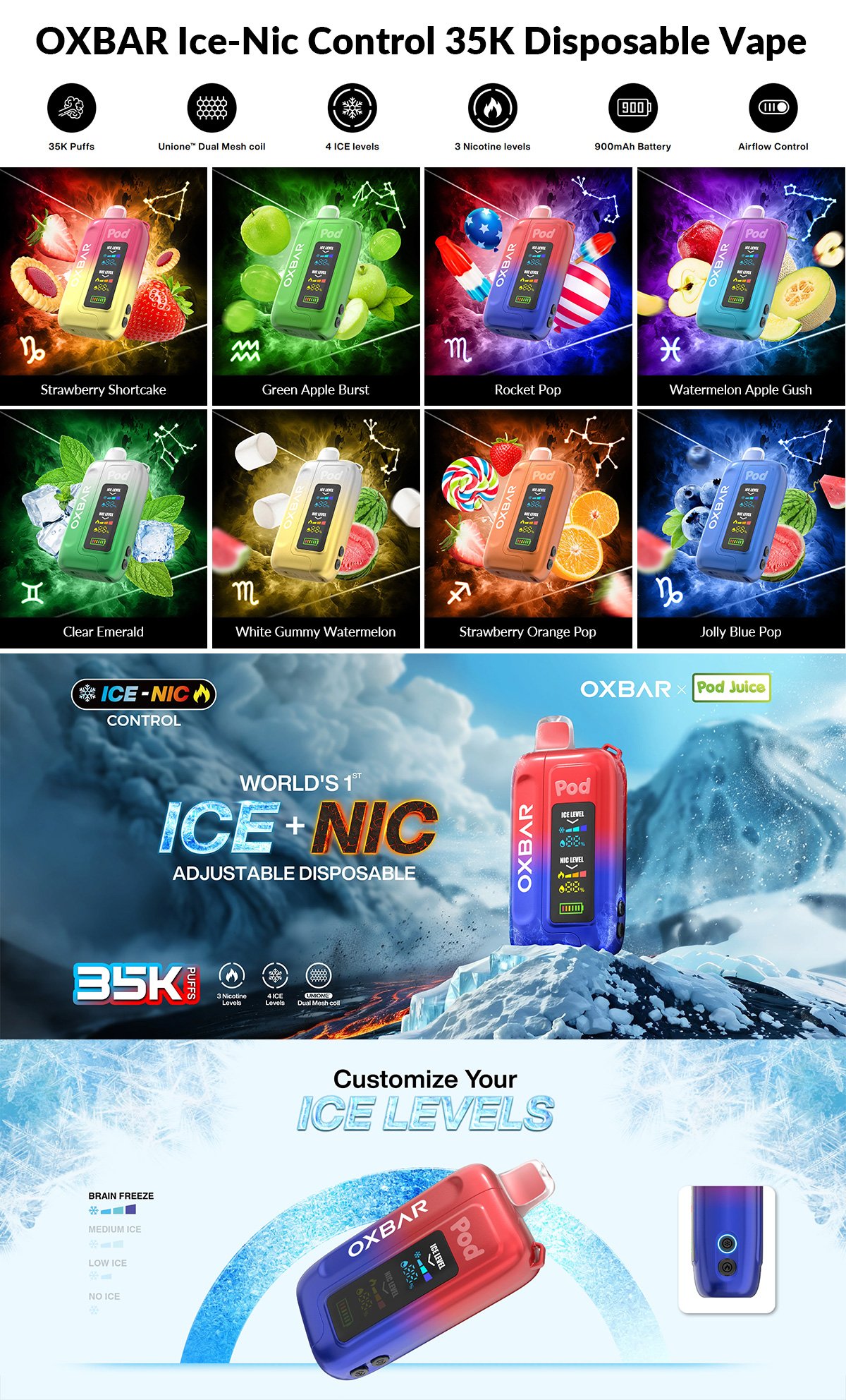 pod juice oxbar ice-nic control 35k for sale pod juice oxbar ice-nic control 35k for sale