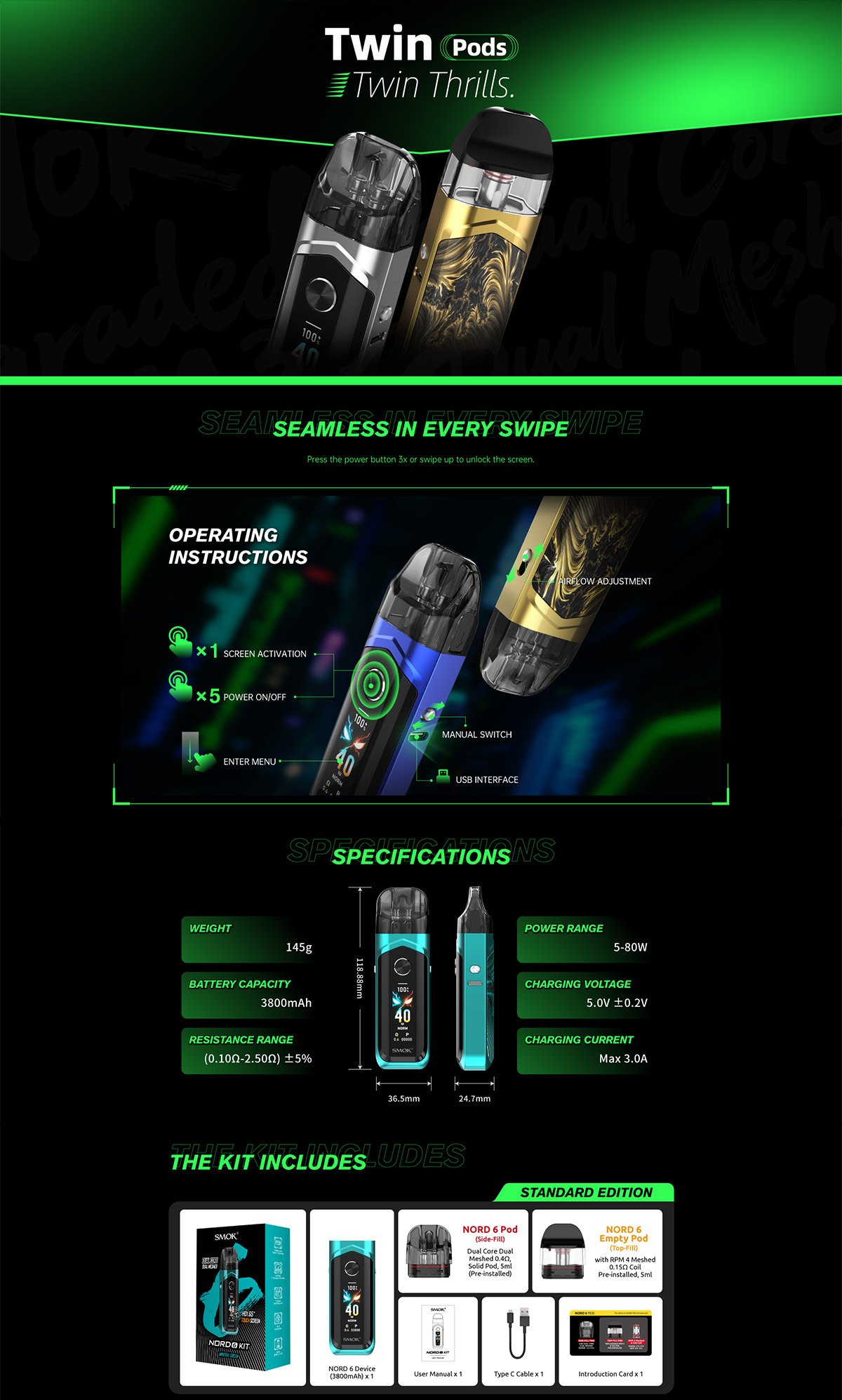 smok nord 6 pod system kit sale