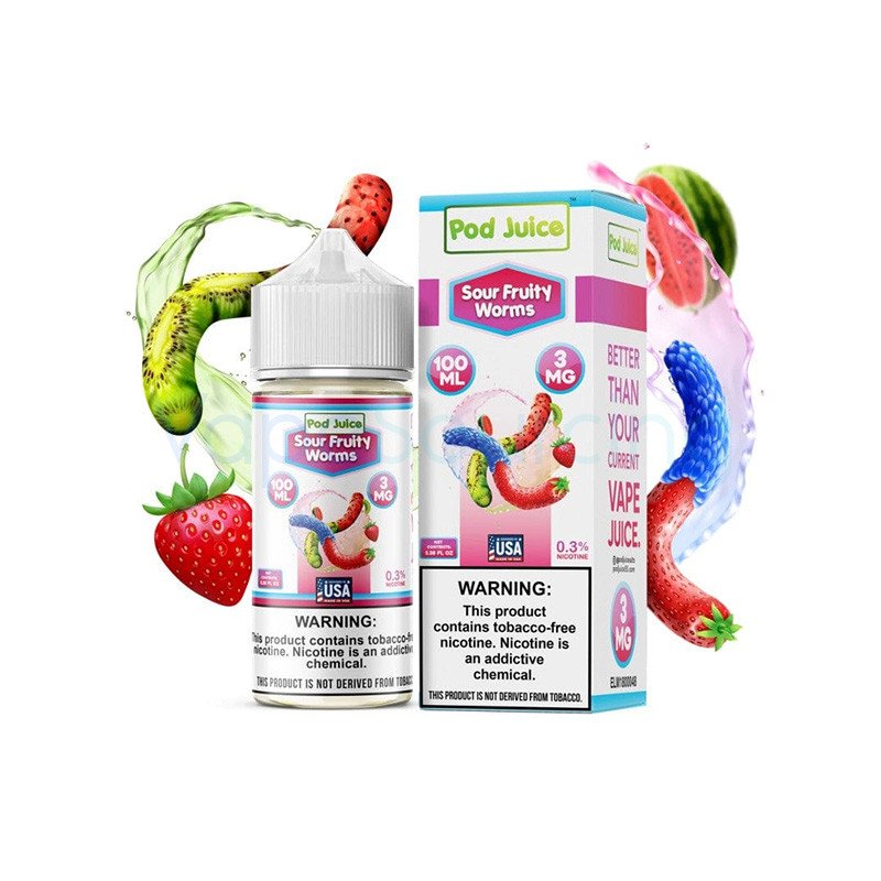 Pod Juice Sour Fruity Worms E-juice 100ml Pod Juice Sour Fruity Worms E-juice 100ml