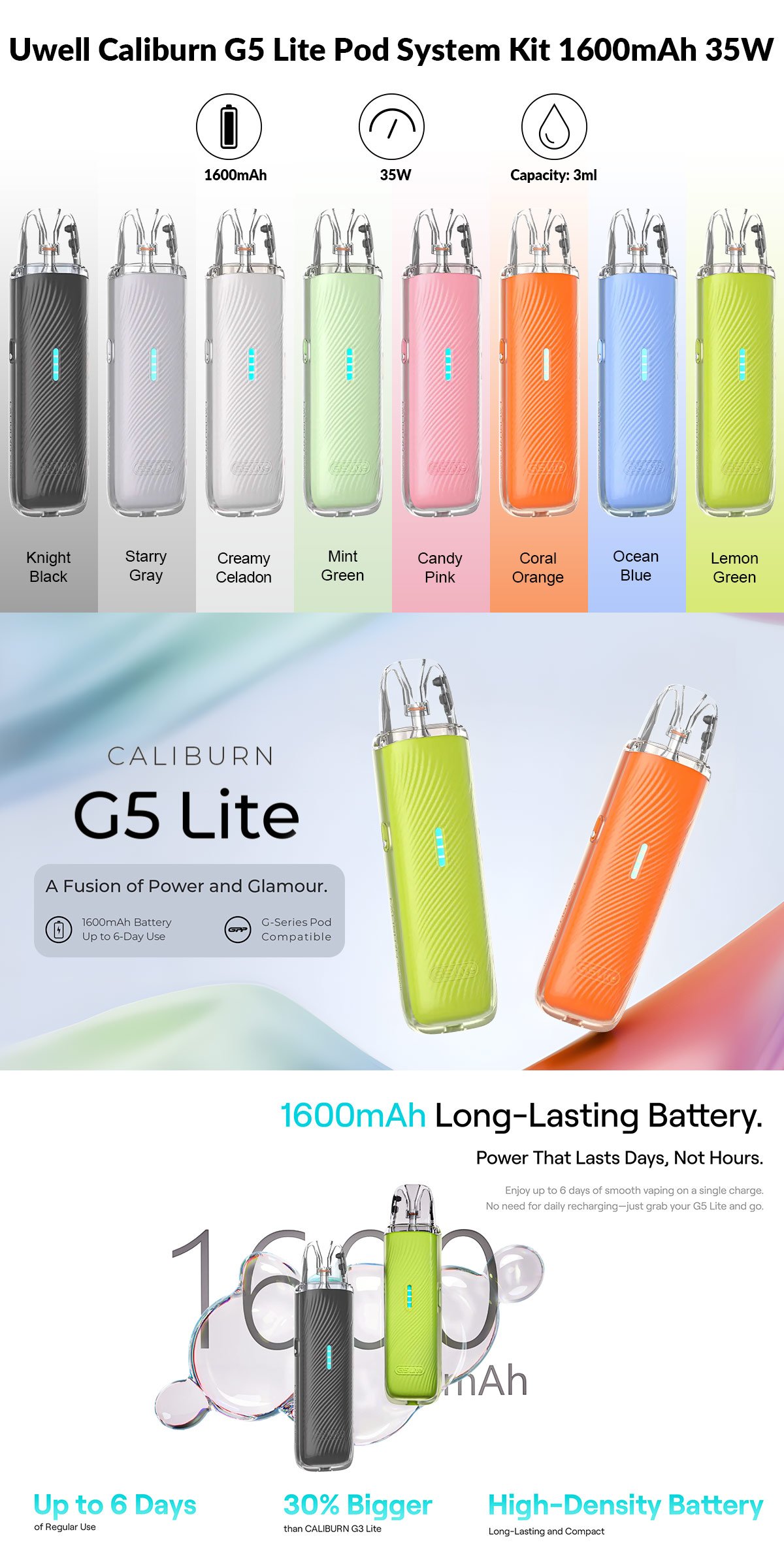 uwell caliburn g5 lite pod system kit