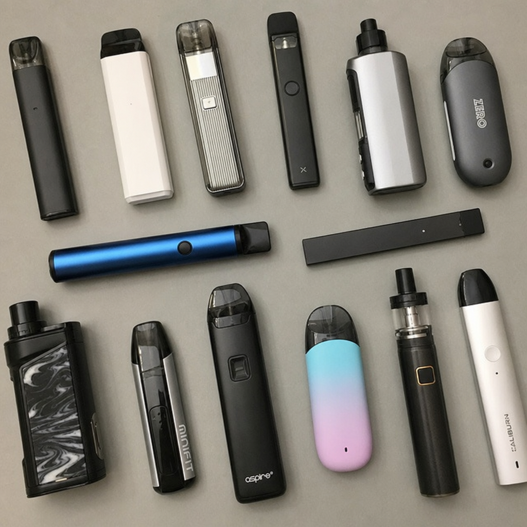 A variety of non flavored vape devices