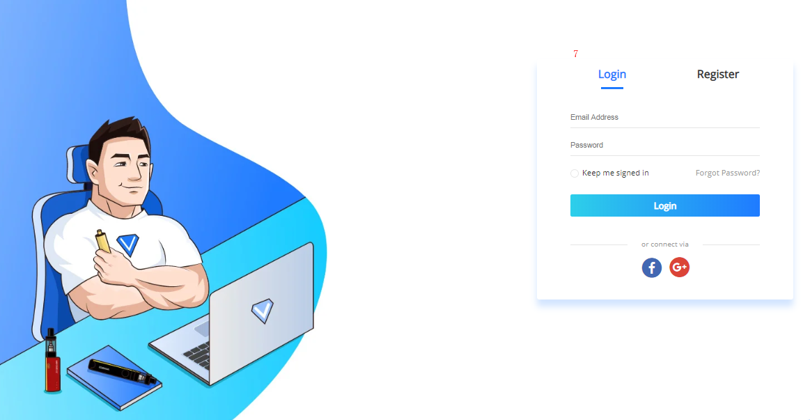 VapeOrdr account login form